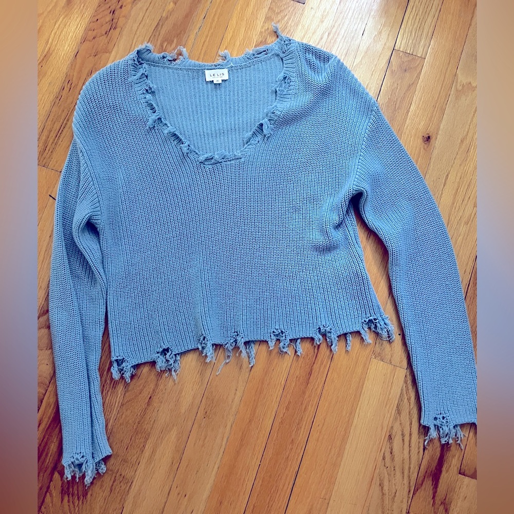 Le Lis Cropped Sweater Sz M Light Blue